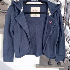Hollister Women’s Navy Crop Sweatshirt with Hood and 3/4 Sleeves Size M